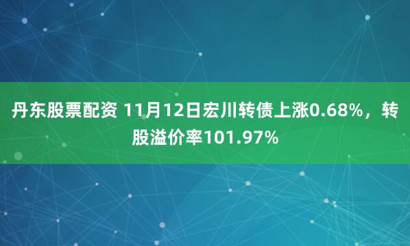 丹东股票配资 11月12日宏川转债上涨0.68%，转股溢价率101.97%